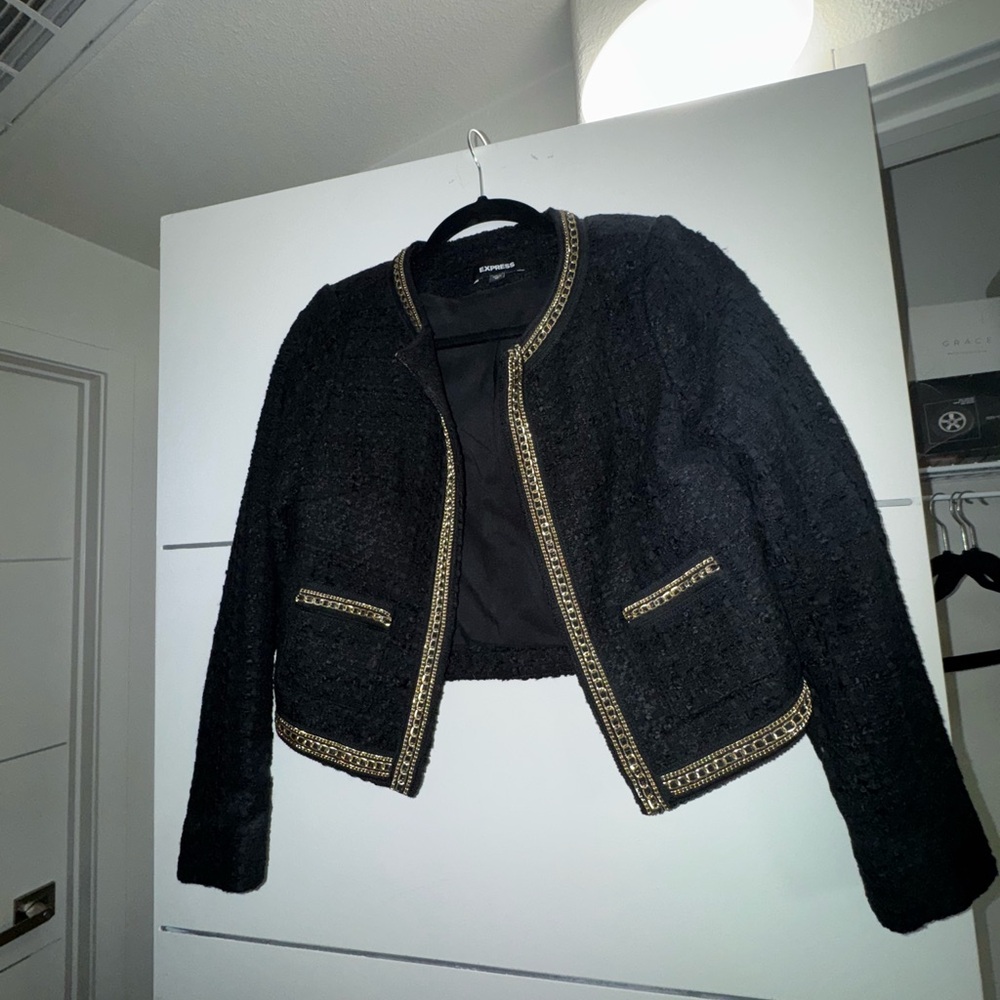 Express Black Blazer with Gold Trim